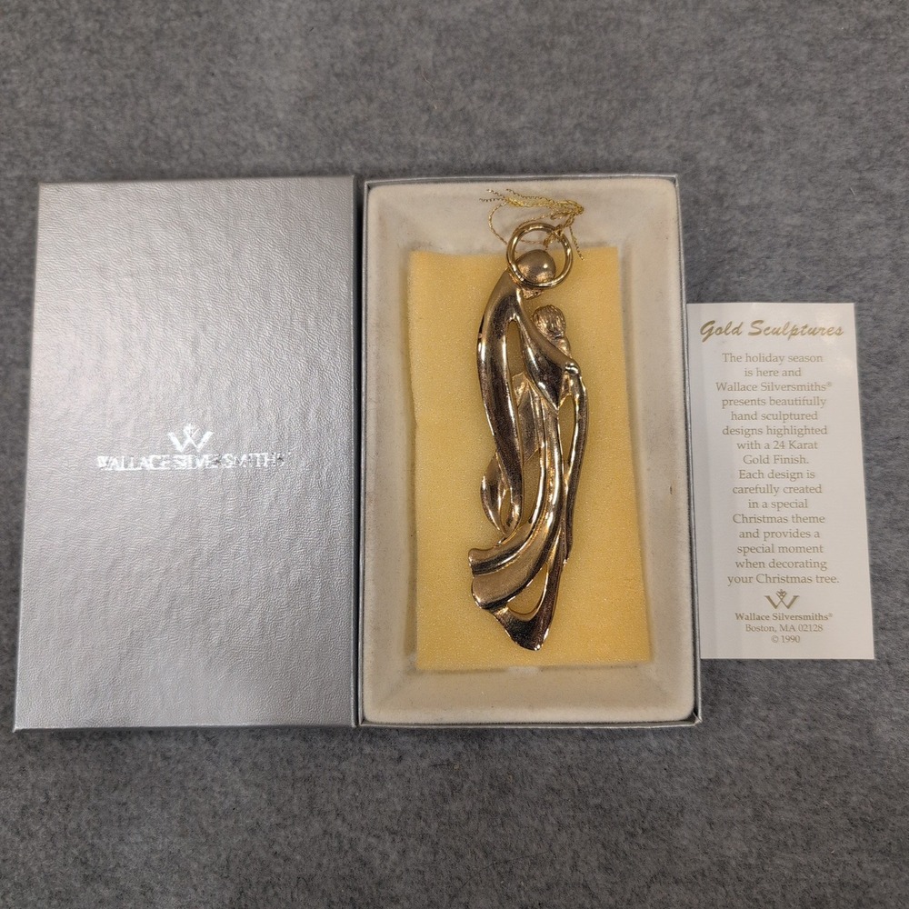 Wallace Silversmiths Mary Baby Jesus Sculpture Ornament 24 Karat Gold Finish - Picture 4 of 5